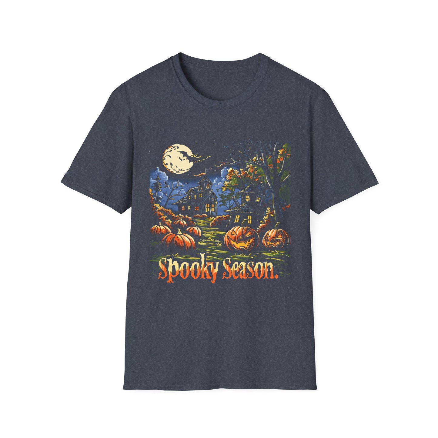 Spooky Season Halloween T-Shirt – Haunted House & Pumpkins