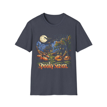 Spooky Season Halloween T-Shirt – Haunted House & Pumpkins