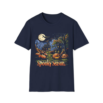 Spooky Season Halloween T-Shirt – Haunted House & Pumpkins
