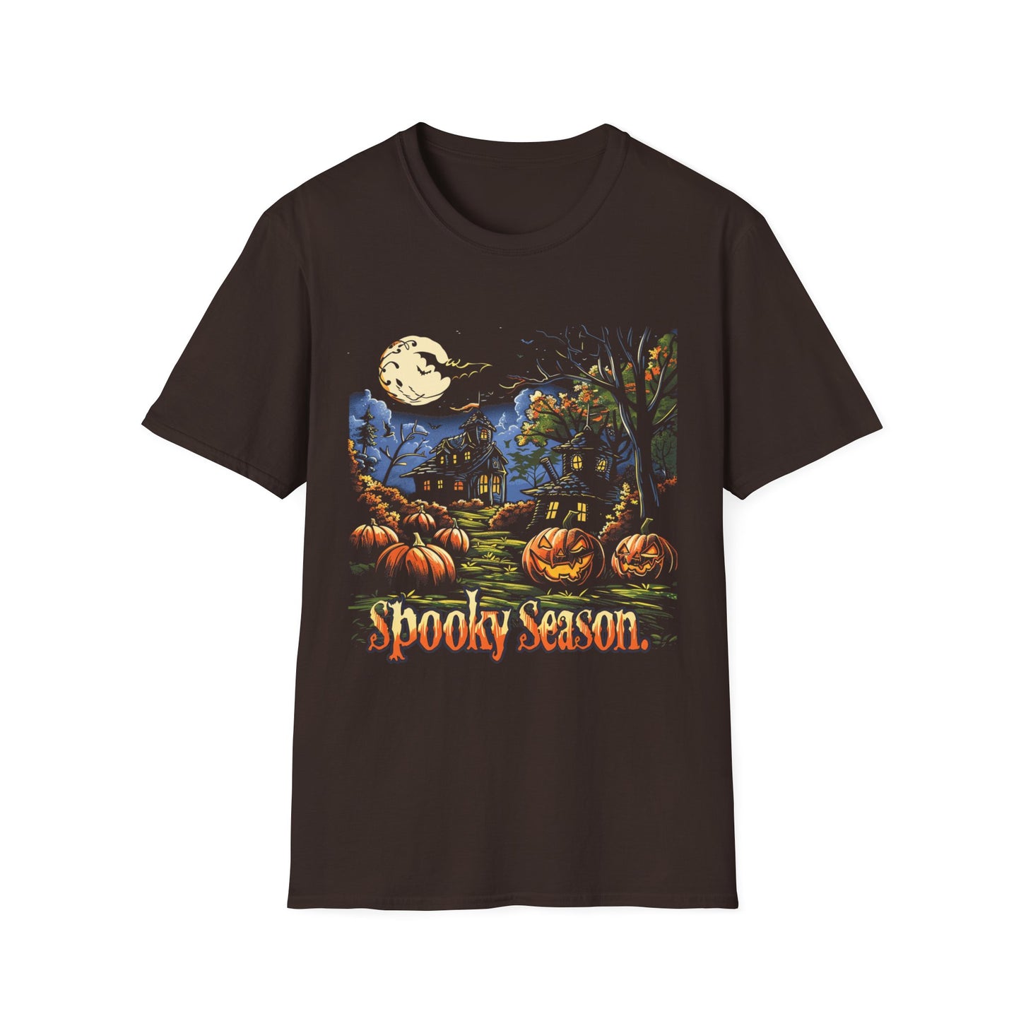Spooky Season Halloween T-Shirt – Haunted House & Pumpkins