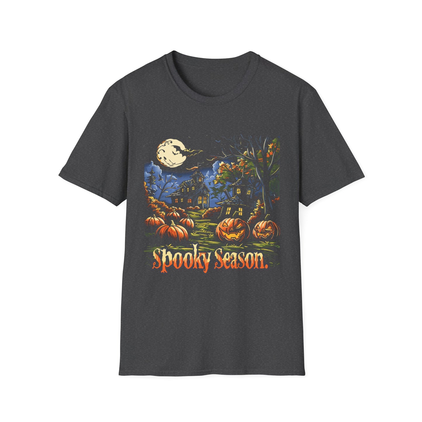 Spooky Season Halloween T-Shirt – Haunted House & Pumpkins